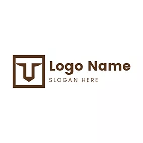 正方形のロゴ Brown Square Lion Face logo design