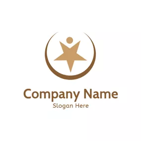 Crescent Logo Brown Star and Success logo design