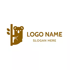 コアラ　ロゴ Brown Timber Pile and Koala logo design
