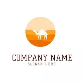 Journey Logo Camel Bird and Desert logo design