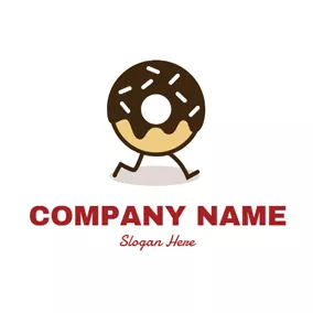 ドーナツロゴ Cartoon Chocolate Doughnut logo design