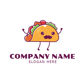 Drawing Logo Cartoon Cute Taco logo design