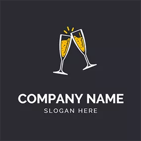 Bubbly Logo Champagne Glass Cheers logo design