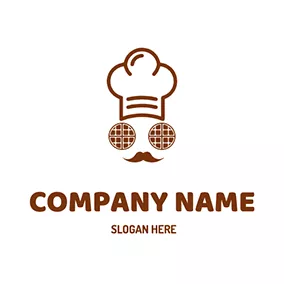 Food & Drink Logo Chef Hat Mustache Waffle logo design