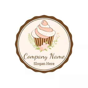 Geburtstag Logo Chocolate Circle and Pink Cupcake logo design