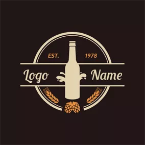 Grain Logo Circle and Beer Bottle logo design