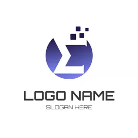 Math Logo Circle and Sigma Icon logo design