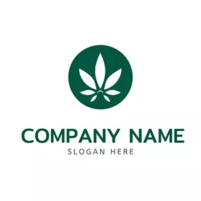 Nature Logo Circle Cannabis Sihouette Weed logo design