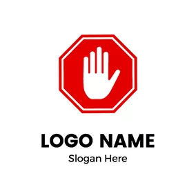 Dangerous Logo Circle Hand Overlay Stop logo design