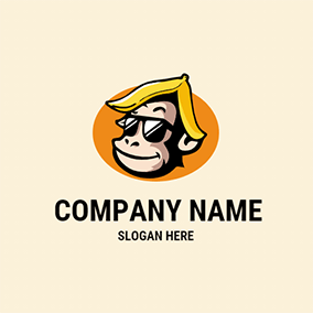 Logótipo Macaco Circle Monkey Cartoon Banana logo design