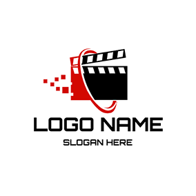 Movie Logo Clapper Board Circle Film Editing logo design