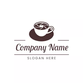鏡頭logo Coffee Cup and Photography Lens logo design
