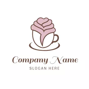 Caffeine Logo Coffee Cup and Rose Shape logo design