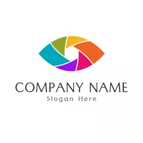 Logótipo De Fotografia Colorful and Eye Shaped Lens logo design