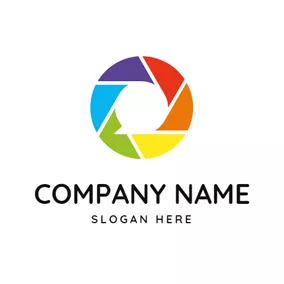 鏡頭logo Colorful Circle and Photography Lens logo design