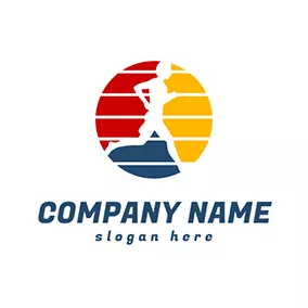 運動鞋 Logo Colorful Circle and Running Man logo design