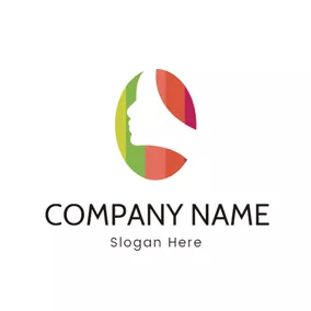 Drawing Logo Colorful Hair and White Female Head logo design