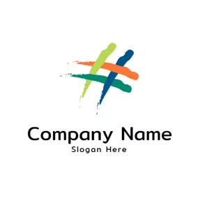 Logotipo De Artista Colorful Paint and Hashtag logo design