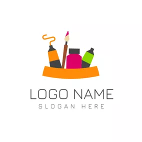 Advertising Logo Colorful Paintbrush and Pigment logo design