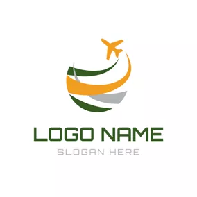 Aircraft Logo Colorful Pathway and Airplane logo design