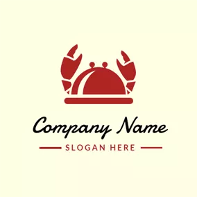 Cover Logo Covered Plate and Cute Crab Icon logo design