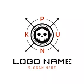 Gefährlich Logo Cross Arrow and Skull Punk logo design