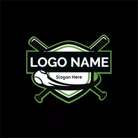 Drawing Logo Cross Bat and Softball logo design