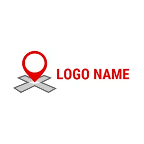 ロケーションロゴ Crossroad and Gps Location logo design