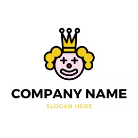 コメディロゴ Crown and Joker Face logo design