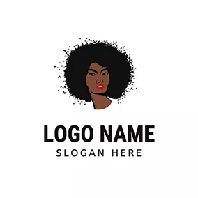 Hairstyle Logo Curly Afro Hair Portrait logo design