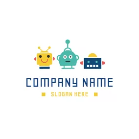 Kinderbetreuung Logo Cute and Colorful Toy Robot logo design