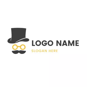 时尚达人Logo Cute Formal Hat and Beard Hipster logo design