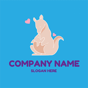 Drawing Logo Cute Kangaroo Mom logo design