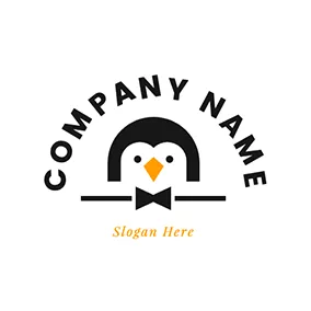 领带logo Cute Penguin and Butler Sign logo design