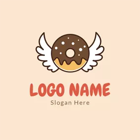 餅乾logo Cute Wing and Chocolate Doughnut logo design