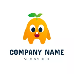 Ellipse Logo Cute Yellow Monster logo design