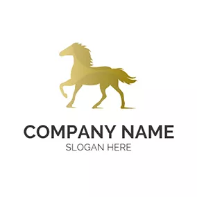 Graphic Logo Cyan and Yellow Horse Icon logo design