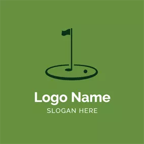 Logo Du Golf Dark Green Flag and Golf Course logo design