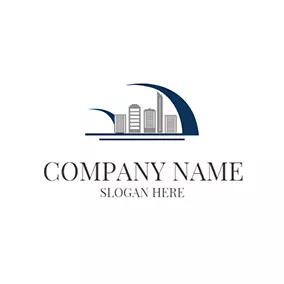 Building Logo Decoration and Gray Office Building logo design