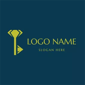 Flat Logo Diamond and Key Icon logo design