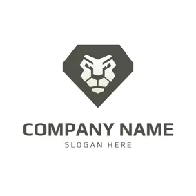 ライオンのロゴ Diamond Shape and Lion Head logo design
