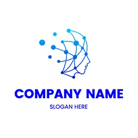 AI Logo Dot Structure Head Informatica logo design