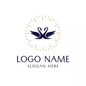 Liebe Logo Double Swan and Love Wedding logo design