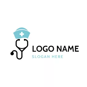 Klinik Logo Echometer Outline and Nurse Cap logo design