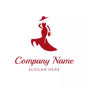 Clothes Logo Elegant Woman and Red Skirt logo design