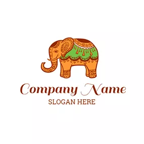 Logótipo Elefante Elephant and Thai Style Pattern logo design