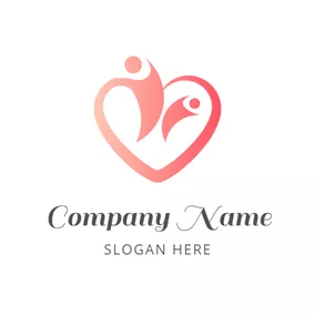 Logótipo De Colaboração Family and Red Heart logo design
