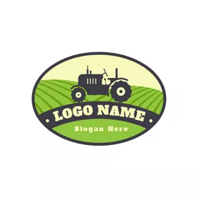 Ellipse Logo Farm and Tractor Icon logo design