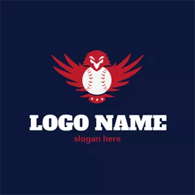 Logo Du Baseball Fiery Red Bird and White Ball logo design