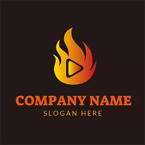 Heat Logo Fire and Play Button logo design